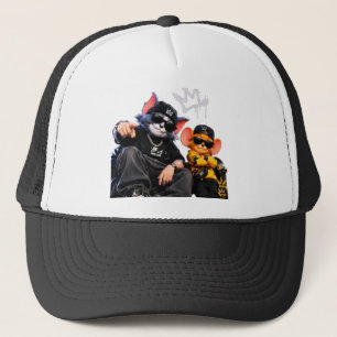 Cool Streetwear Hip-Hop Cat Round Keychain Trucker Hat