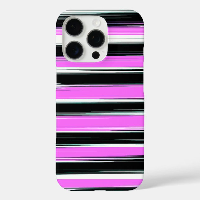 Cool Stripe Design in Pink, Black and White Case-Mate iPhone Case (Back)