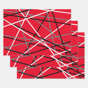 Cool Striped Guitar Red Grey White Black  Wrapping Paper Sheet