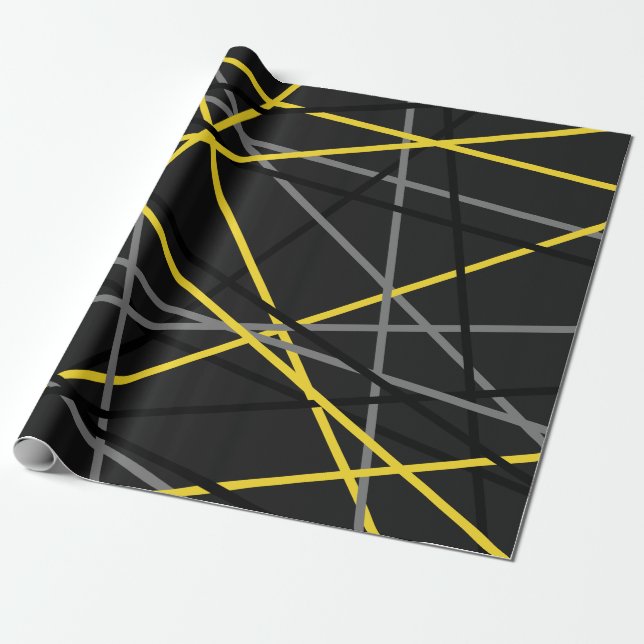 Cool Striped Guitar Yellow Grey Black  Wrapping Paper (Unrolled)