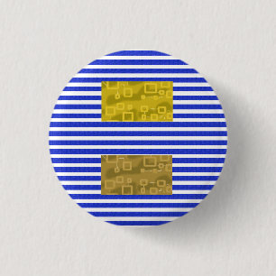 Cool Stripes Blue Gold Geometric 3 Cm Round Badge
