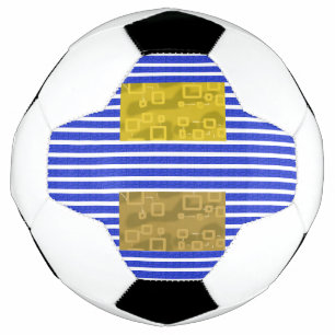 Cool Stripes Blue Gold Geometric Soccer Ball