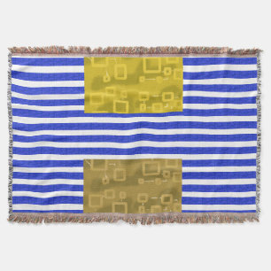 Cool Stripes Blue Gold Geometric Throw Blanket