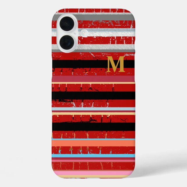 cool stripes with custom initial Case-Mate iPhone case (Back)