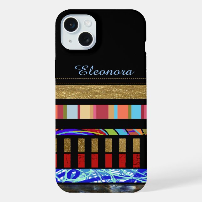 Cool Stripes With Name iPhone Case (Back)