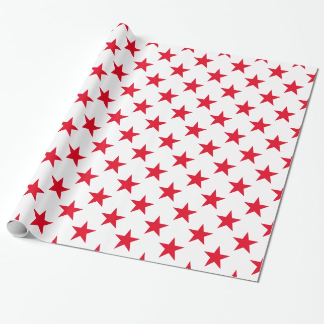 Cool Style Red Stars pattern 4th of july party Wrapping Paper (Unrolled)