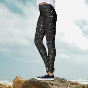 Cool Stylish Black Night Sparkling Glittery Party  Leggings