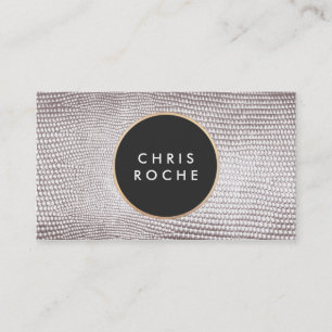 Cool Stylish Circle Emblem Silver Snake Skin Business Card