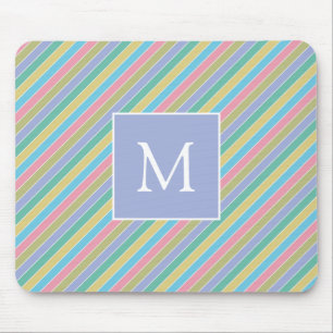 Cool Stylish Colourful Diagonal Striped Monogram Mouse Pad