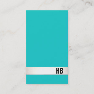 Cool Stylish Professional Monogram Turquoise Blue Business Card