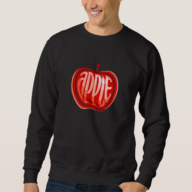 Cool Stylish Red Apple Illustration   Graphic Desi Sweatshirt (Front)