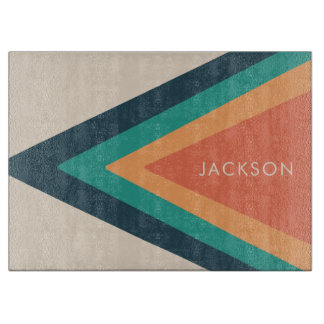 Cool Stylish Retro Stripes Personalised  Cutting Board
