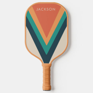 Cool Stylish Retro Stripes Personalised Pickleball Paddle