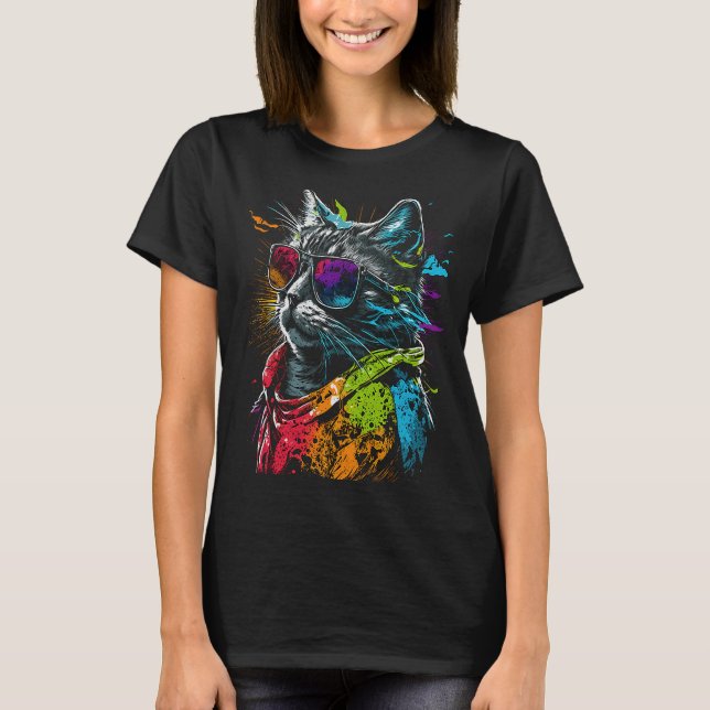 Cool Subtle Gay Pride Cat Art LGBT Pride Cat T-Shirt (Front)