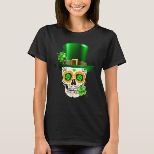Cool Sugar Skull St Patrick's Day Shamrock Irish L T-Shirt