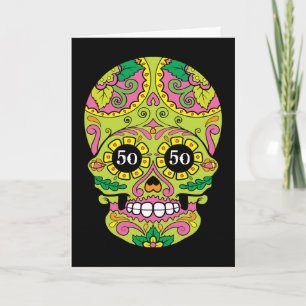 Cool Sugar Skull with Customisable Age Birthday Card