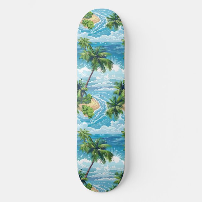 Cool Summer Beach Palm Designed Skateboard (Front)