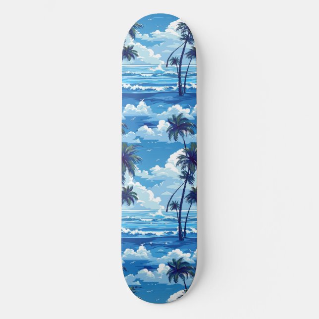 Cool Summer Beach Palm Designed Skateboard (Front)