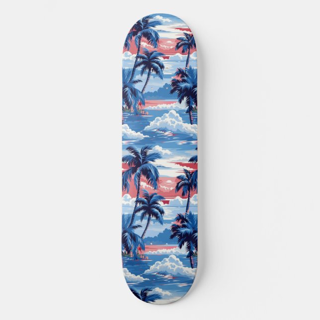 Cool Summer Beach Palm Designed Skateboard (Front)