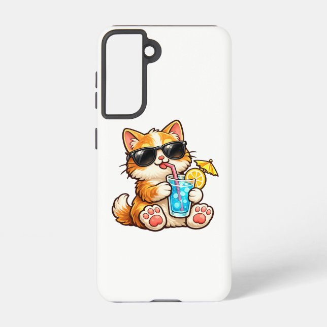 Cool Summer Cat Samsung Galaxy S21 Case (Back)
