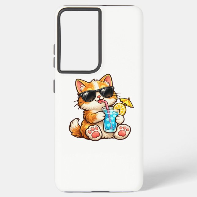 Cool Summer Cat Samsung Galaxy S21 Ultra Case (Back)