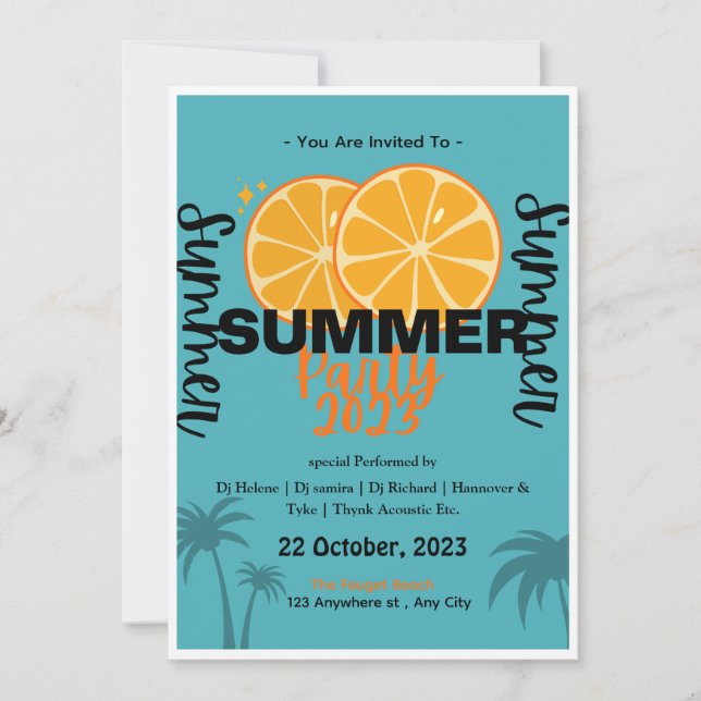 Cool Summer Celebration Invitation (Front)