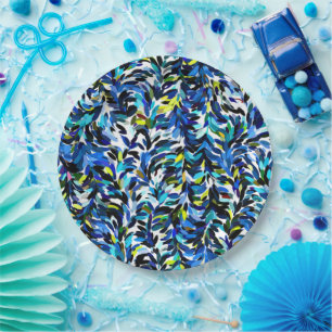 Cool Summer Colours Paint Splatter Pattern Paper Plate