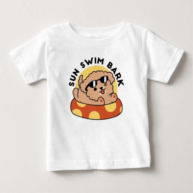 Cool Summer Dog Floating – Cute Puppy Pool Party Baby T-Shirt (Front)