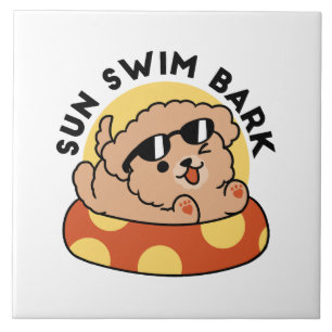 Cool Summer Dog Floating – Cute Puppy Pool Party Ceramic Tile