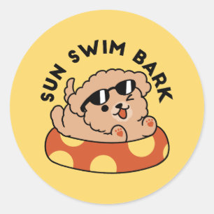 Cool Summer Dog Floating – Cute Puppy Pool Party Classic Round Sticker