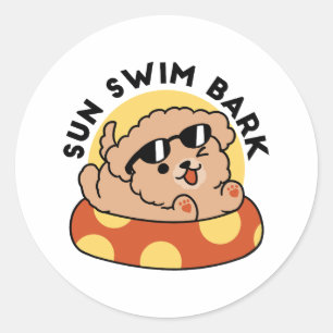 Cool Summer Dog Floating – Cute Puppy Pool Party Classic Round Sticker
