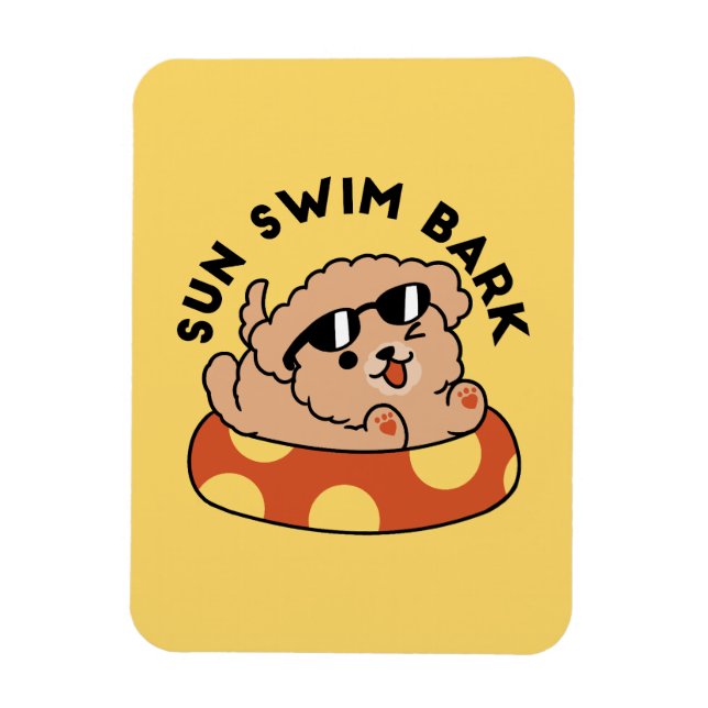 Cool Summer Dog Floating – Cute Puppy Pool Party Magnet (Vertical)