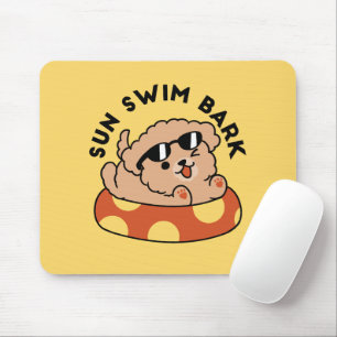 Cool Summer Dog Floating – Cute Puppy Pool Party Mouse Pad