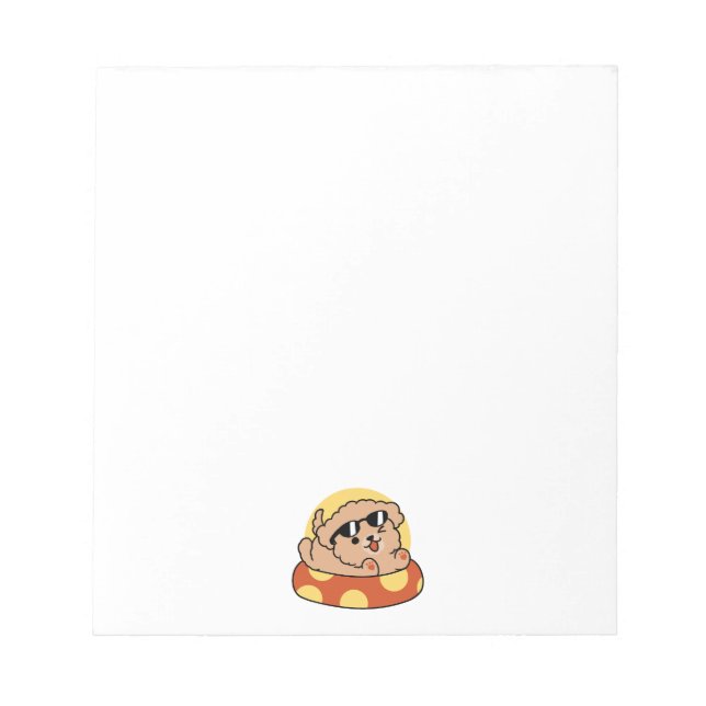 Cool Summer Dog Floating – Cute Puppy Pool Party Notepad (Front)