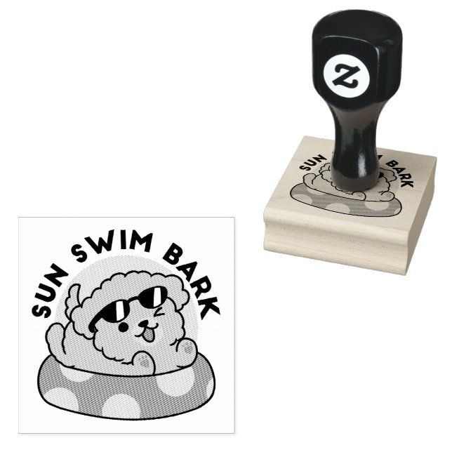 Cool Summer Dog Floating – Cute Puppy Pool Party Rubber Stamp (Stamped)