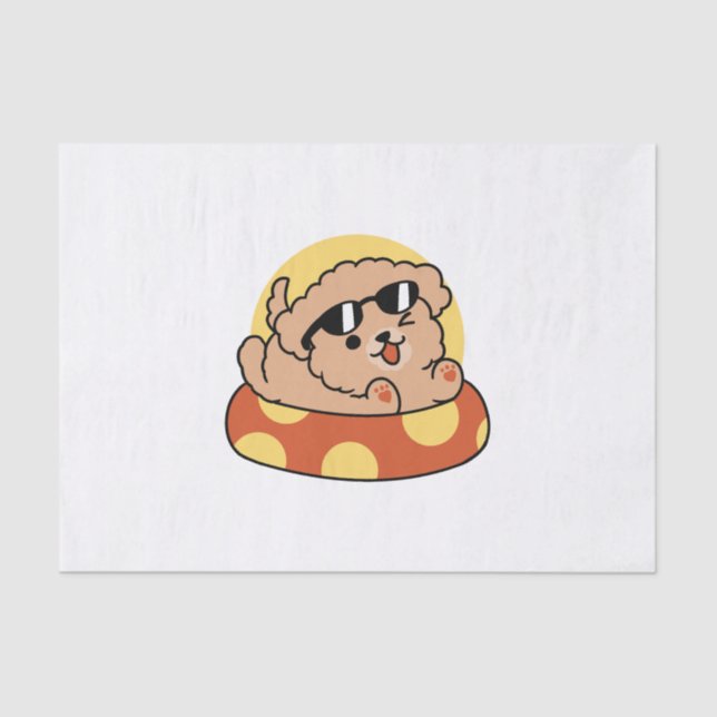 Cool Summer Dog Floating – Cute Puppy Pool Party Tissue Paper (Front)