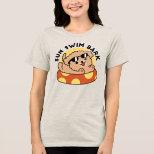 Cool Summer Dog Floating – Cute Puppy Pool Party Tri-Blend Shirt