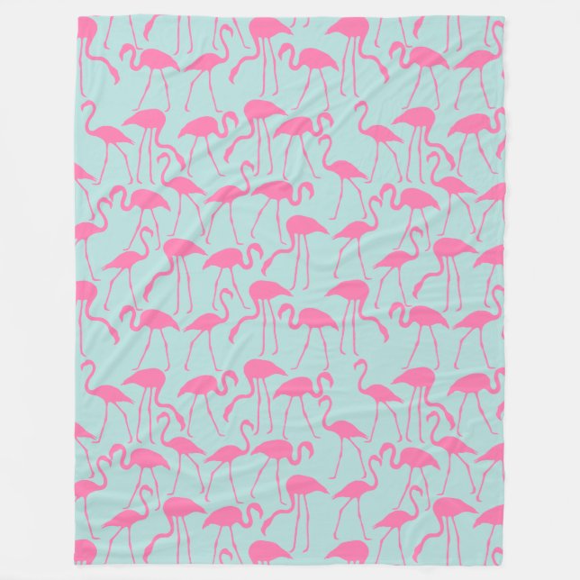 Cool Summer Flamingo Pattern Fleece Blanket (Front)