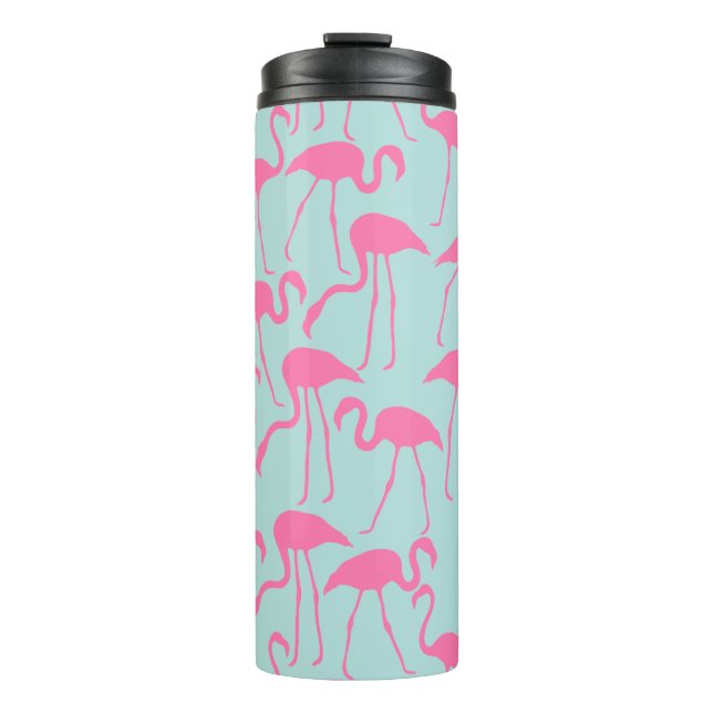 Cool Summer Flamingo Pattern Thermal Tumbler (Front)