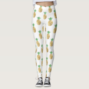 Cool Summer Gold Foil Pineapple Pattern Leggings