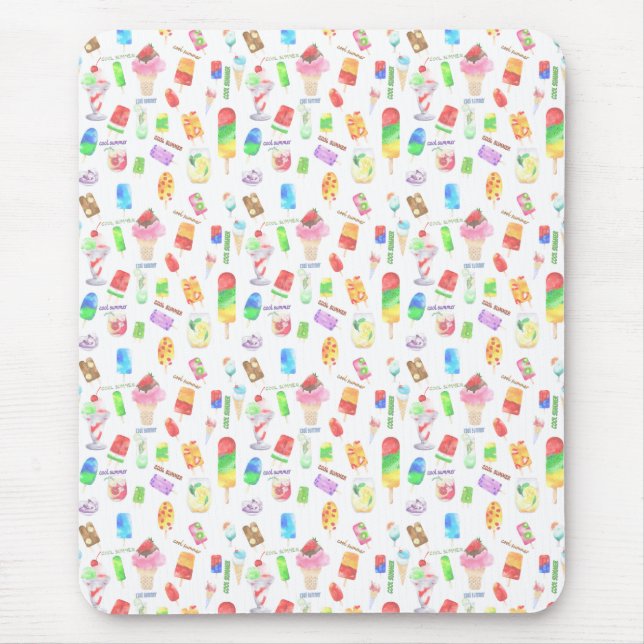 cool summer- ice cream, popice, and cold drink mouse pad (Front)
