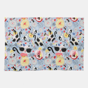 Cool Summer Kitty Tea Towel