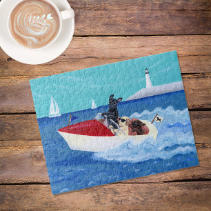 Cool Summer Labradors Painting Jigsaw Puzzle