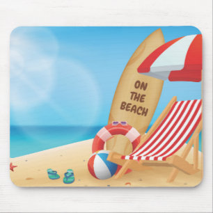 Cool Summer on the Beach with Surf Boards Mouse Pad