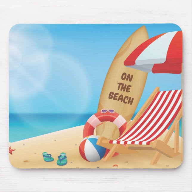 Cool Summer on the Beach with Surf Boards Mouse Pad (Front)