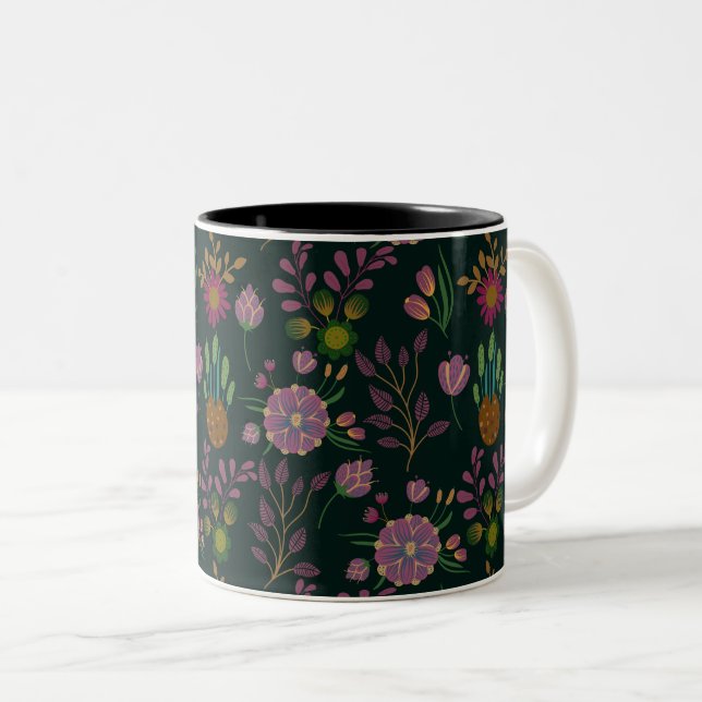 Cool Summer Pattern Two-Tone Coffee Mug (Front Right)