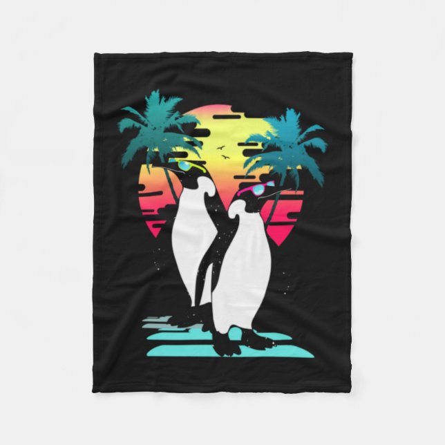 Cool Summer Penguin Fleece Blanket (Front)