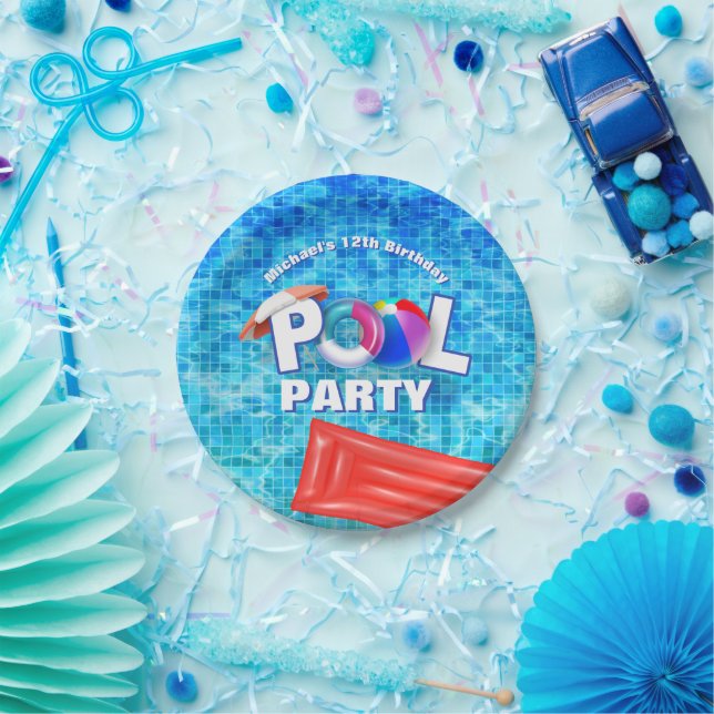 Cool Summer Pool Party Swimming Water Fun Paper Plate (Party)