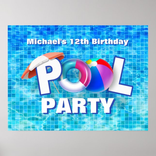 Cool Summer Pool Party Swimming Water Fun Poster (Front)