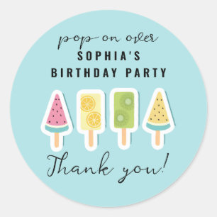 Cool Summer Popsicle Birthday Classic Round Sticker